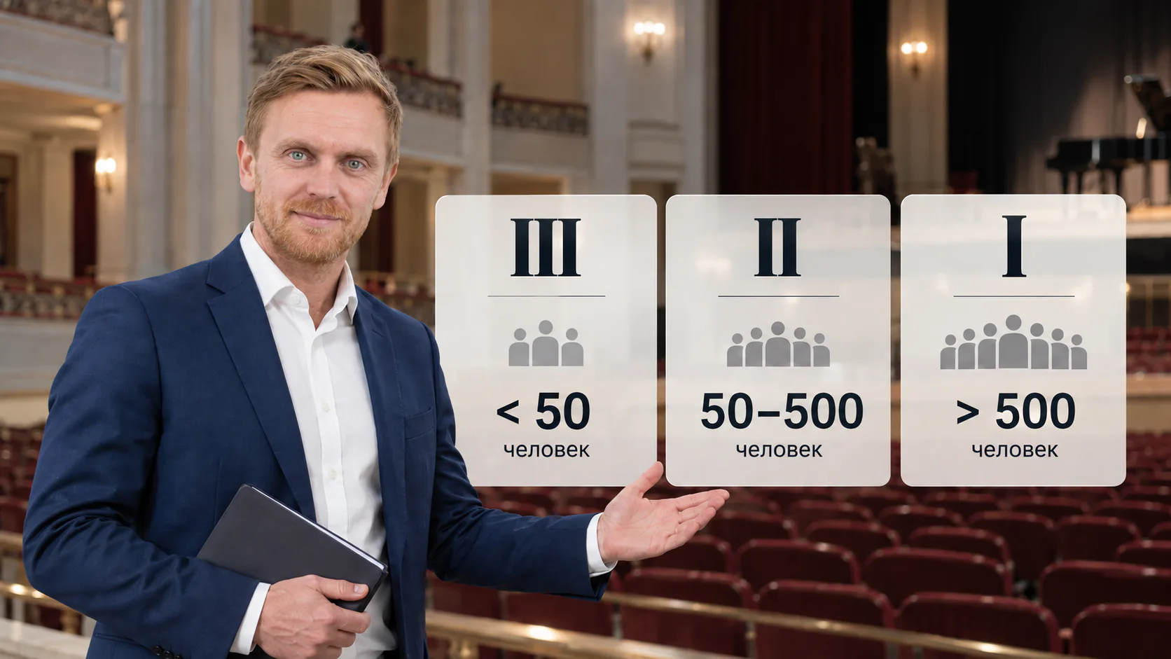 Границы категорий объектов культуры — менее 50, от 50 до 500 и более 500 человек